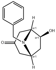 8-ベンジル-6-ヒドロキシ-8-アザビシクロ[3.2.1]オクタン-3-オン 化学構造式