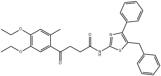 N-(5-benzyl-4-phenylthiazol-2-yl)-4-(4,5-diethoxy-2-Methylphenyl)-4-oxobutanaMide Structure