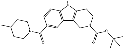 tert-butyl 8-[(4-Methylpiperidin-1-yl)carbonyl]-1,3,4,5-tetrahydro-2H-pyrido[4,3-b]indole-2-carboxylate Structure