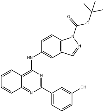5 - ((2-(3-羟基苯基)喹唑啉-4-基)氨基)-1H-吲唑-1-羧酸叔丁酯 结构式