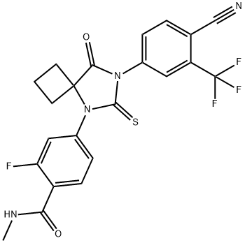 N-Methyl-4-[7-(4-cyano-3-trifluoromethylphenyl)-8-oxo-6-thioxo-5,7-diazaspiro[3.4]octan-5-yl]-2-fluorobenzamide Structure