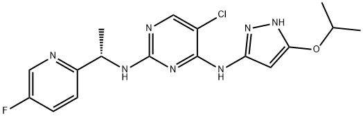 5-氯-N-[(1S)-1-(5-氟吡啶-2-基)乙基]-N'-(5-异丙氧基-1H-吡唑-3-基)嘧啶-2,4-二胺,915720-21-7,结构式