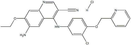 6-AMino-4-((3-chloro-4-(pyridin-2-ylMethoxy)phenyl)aMino)-7-ethoxyquinoline-3-carbonitrile (Hydrochloride) 化学構造式