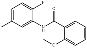 N-(2-フルオロ-5-メチルフェニル)-2-メトキシベンズアミド 化学構造式