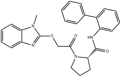 N-[1,1'-Biphenyl]-2-yl-1-[2-[(1-methyl-1H-benzimidazol-2-yl)thio]acetyl-2-pyrrolidinedicarboxamide Structure