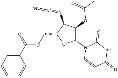 3'-叠氮基-3'-脱氧尿苷 2'-乙酸酯 5'-苯甲酸酯 结构式