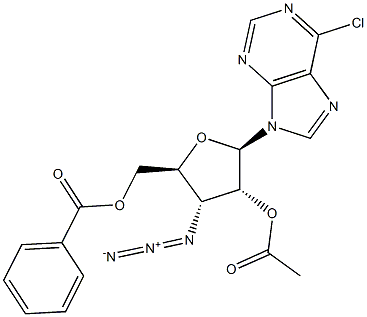 6-Chloro-9-(2-O-acetyl-5-O-benzoyl-3-azido-3-deoxy-beta-D-ribofuranosyl)-9H-purine Structure