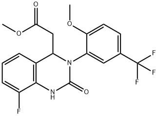 2-(8-氟-3-(2-甲氧基-5-(三氟甲基)苯基)-2-氧代-1,2,3,4-四氢喹唑啉-4-基,917389-21-0,结构式