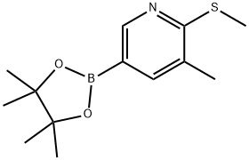 3-甲基-2-(甲巯基)-5-(4,4,5,5-四甲基-1,3,2-二氧杂环戊硼烷-2-基)-吡啶 结构式