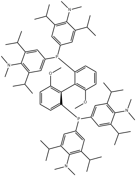 (S)‐(-)‐2,2′‐ビス[ジ(3,5‐ジイソプロピル‐4‐ジメチルアミノフェニル)ホスフィノ]‐6,6′‐ジメトキシ‐1,1′‐ビフェニル 化学構造式
