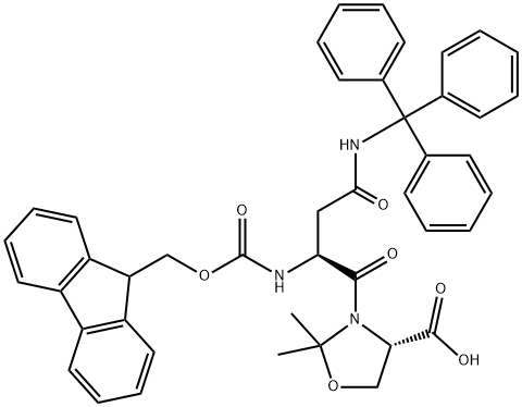 (4S)-3-[(2S)-2-[[芴甲氧羰基]氨基]-1,4-二氧代-4-[(三苯基甲基)氨基]丁基]-2,2-二甲基-4-恶唑烷羧酸, 920519-33-1, 结构式