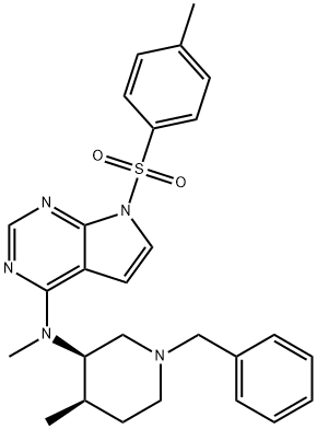 7H-Pyrrolo[2,3-d]pyriMidin-4-aMine, N-Methyl-N-[(3R,4R)-4-Methyl-1-(phenylMethyl)-3-piperidinyl]-7-[(4-Met hylphenyl)sulfonyl]-|N-甲基-N-((3R,4R)-4-甲基-1-苄基-3-哌啶基)-7-((4-甲基苯基)磺酰基)7H-吡咯并[2,3-D]嘧啶-4-胺