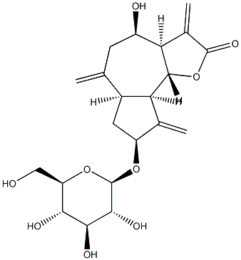 (3AR,4R,6AR,8S,9AR,9BR)-8-(BETA-D-吡喃葡萄糖基氧基)十氢-4-羟基-3,6,9-三(亚甲基)-并[4,5-B]呋喃-2(3H)-酮,93395-30-3,结构式