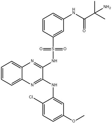 2-氨基-N-[3-[N-[3-[(2-氯-5-甲氧基苯基)氨基]喹喔啉-2-基]氨基磺酰基]苯基]-2-甲基丙酰胺,934526-89-3,结构式