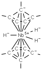 トリヒドリドビス(ペンタメチルシクロペンタジエニル)ニオブ(V) 化学構造式