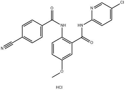 N-(5-Chloro-2-pyridinyl)-2-[(4-cyanobenzoyl)amino]-5-methoxybenzamide hydrochloride Structure