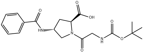 (2S,4R)-4-苯甲酰氨基-1-(2 - ((叔丁氧基羰基)氨基)乙酰基)吡咯烷-2-甲酸 结构式
