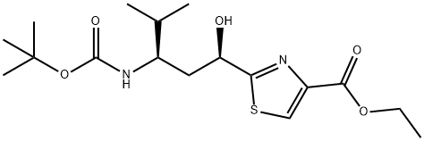 2-((1R,3R)-3-((叔丁氧基羰基)氨基)-1-羟基-4-甲基戊基)噻唑-4-甲酸乙酯, 944559-48-2, 结构式
