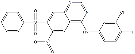 4-(3-氯-4-氟苯胺)-7-苯磺酰基-6-硝基喹唑啉,945553-94-6,结构式