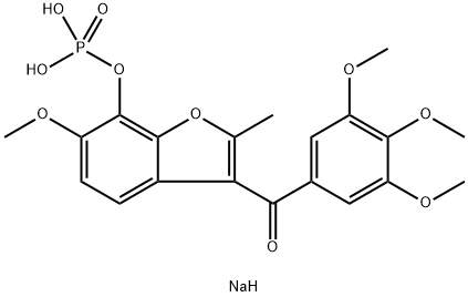 [6-甲氧基-2-甲基-7-(磷酰氧基)-3-苯并呋喃基](3,4,5-三甲氧基苯基)甲酮钠盐, 945771-96-0, 结构式