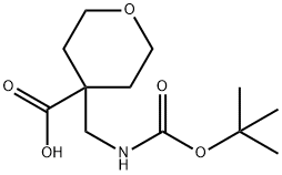 4-((tert-butoxycarbonylaMino)Methyl)-tetrahydro-2H-pyran-4-carboxylic acid Struktur