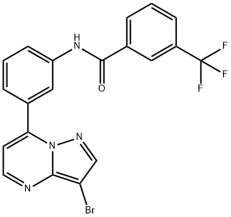 N-(3-(3-溴吡唑并[1,5-A]嘧啶-7-基)苯基)-3-(三氟甲基)苯甲酰胺, 950738-61-1, 结构式