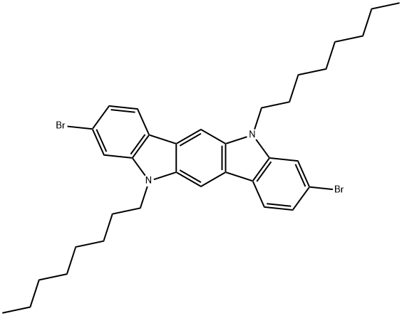 3,9-二溴-5,11-二辛基-5,11-二氢吲哚[3,2-B]咔唑,951307-27-0,结构式