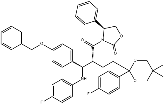 (3R,4S)-4-(4-(benzyloxy)phenyl)-1-(4-fluorophenyl)-3-(2-(2-(4-fluorophenyl)-5,5-diMethyl-1,3-dioxan-2-yl)ethyl)azetidin-2-one 结构式