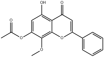 5-ヒドロキシ-7-アセトキシ-8-メトキシフラボン 化学構造式