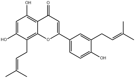 8,3-ジプレニルアピゲニン 化学構造式
