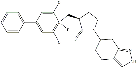 (3R)-3-((3,5-dichloro-4-fluoro-[1,1-biphenyl]-4-yl)Methyl)-1-(4,5,6,7-tetrahydro-2H-indazol-6-yl)pyrrolidin-2-one Structure