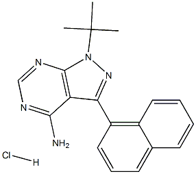 1-TERT-ブチル-3-(ナフタレン-1-イル)-1H-ピラゾロ-[3,4-D]ピリミジン-4-アミン塩酸塩 化学構造式