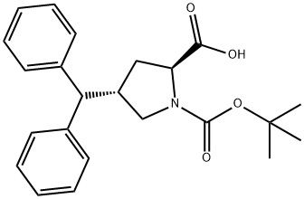 (2S,4S)-4-benzhydryl-1-(tert-butoxycarbonyl)pyrrolidine-2-carboxylic acid Structure