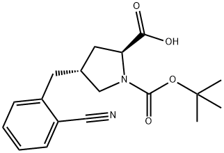 (2S,4R)-1-(tert-butoxycarbonyl)-4-(2-cyanobenzyl)pyrrolidine-2-carboxylic acid Struktur