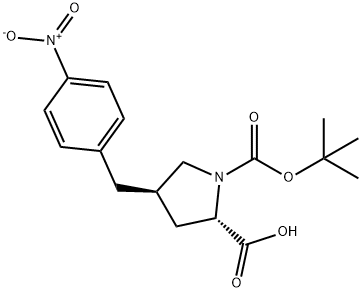 (2S,4R)-1-(tert-butoxycarbonyl)-4-(4-nitrobenzyl)pyrrolidine-2-carboxylic acid Structure