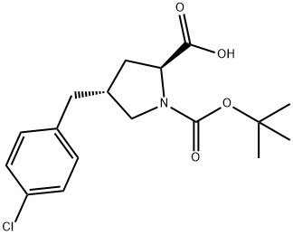 (2S,4R)-1-(tert-butoxycarbonyl)-4-(4-chlorobenzyl)pyrrolidine-2-carboxylic acid Structure