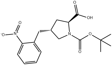 (2S,4R)-1-(tert-butoxycarbonyl)-4-(2-nitrobenzyl)pyrrolidine-2-carboxylic acid Structure