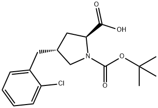 (2S,4R)-1-(tert-butoxycarbonyl)-4-(2-chlorobenzyl)pyrrolidine-2-carboxylic acid Structure