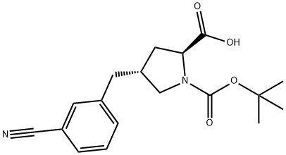 反式-N-BOC-4-(3-氰基苄)-L-脯氨酸, 959582-18-4, 结构式