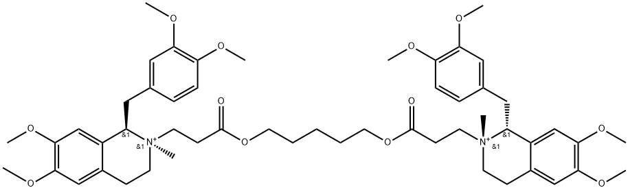 IsoquinoliniuM, 2,2'-[1,5- pentanediylbis[oxy(3-oxo-3,1- propanediyl)]]bis[1-[(3,4- diMethoxyphenyl)Methyl]-1,2,3,4-tetrahydro-6,7-diMethoxy-2-Methyl-,(1R,1'R,2R,2'R)- Structure