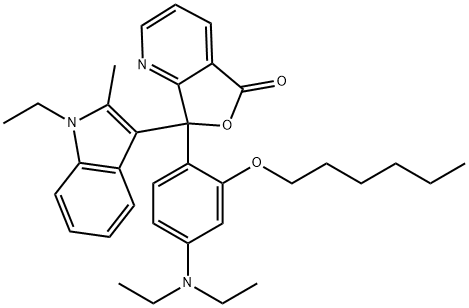 7-[4-(二乙氨基)-2-(己氧基)苯基]-7-(1-乙基-2-甲基-1H-吲哚-3-基)呋喃并[3,4-B]吡啶-5(7H)-酮, 98660-18-5, 结构式