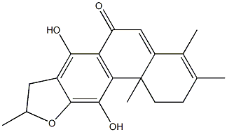rel-1,8,9,11b-テトラヒドロ-7,11-ジヒドロキシ-3,4,9β*,11bβ*-テトラメチルフェナントロ[3,2-b]フラン-6(2H)-オン 化学構造式