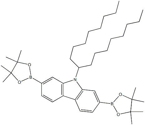 9-(1-オクチルノニル)-9H-カルバゾール-2,7-ジイルビス(ボロン酸1,1,2,2-テトラメチルエチレン) 化学構造式