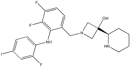 (R)-(3,4-difluoro-2-((2-fluoro-4-iodophenyl)aMiNA)phenyl)(3-hydroxy-3-(piperidin-2-yl)azetidin-1-yl)MethaNAne Structure