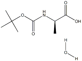 (R)-2-((叔丁氧羰基)氨基)丙酸水合物, 75638-15-2, 结构式