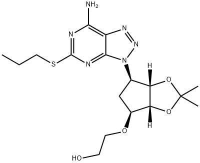 2-(((3aR,4S,6R,6aS)-6-(7-aMino-5-(propylthio)-3H-[1,2,3]triazolo[4,5-d]pyriMidin-3-yl)-2,2-diMethyltetrahydro-3aH-cyclopenta[d][1,3]dioxol-4-yl)oxy)ethanol Struktur