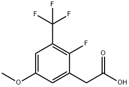 2-フルオロ-5-メトキシ-3-(トリフルオロメチル)フェニル酢酸 化学構造式