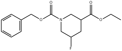 1-benzyl 3-ethyl 5-fluoropiperidine-1,3-dicarboxylate Structure