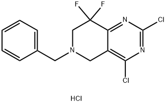 6-benzyl-2,4-dichloro-8,8-difluoro-5,6,7,8-tetrahydropyrido[4,3-d]pyriMidine HYDROCHLORIDE Struktur