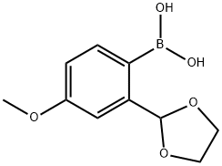 (2-(1,3-ジオキソラン-2-イル)-4-メトキシフェニル)ボロン酸 化学構造式